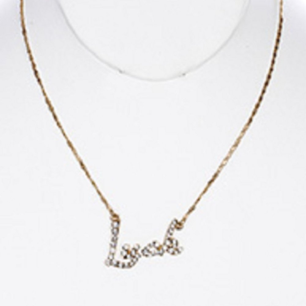 GOLD TONE CRYSTAL LUCK NECKLACE - Picture 5 of 9